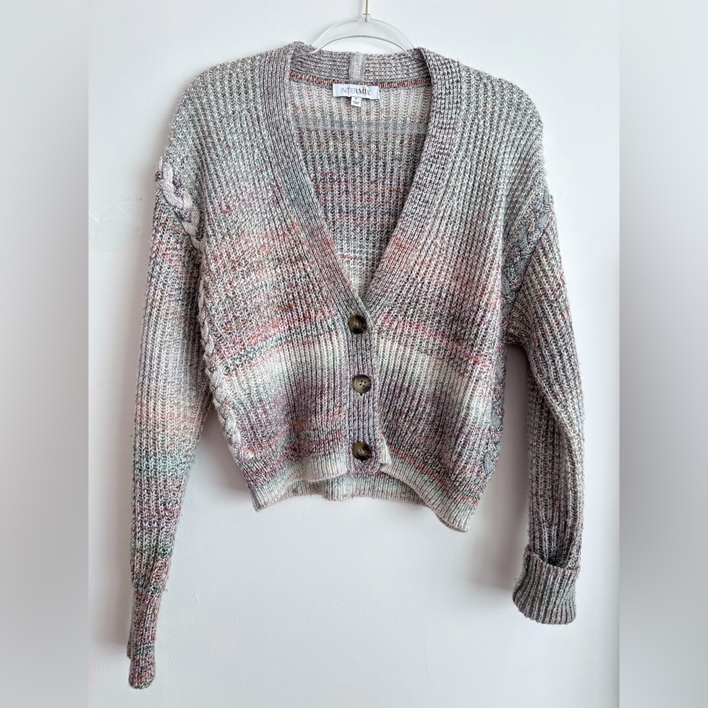 Intermix multicolored yarn-dyed cardigan